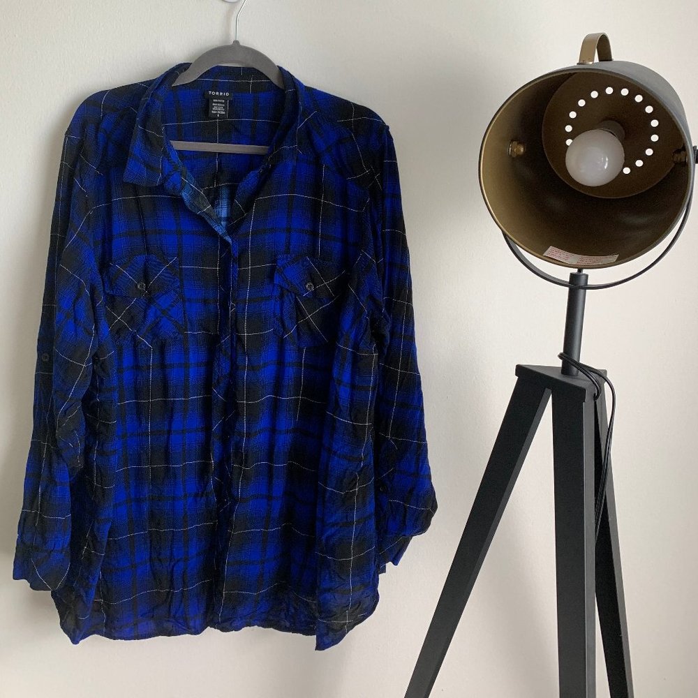 GORGEOUS Cobalt Blue Plaid Button-Down